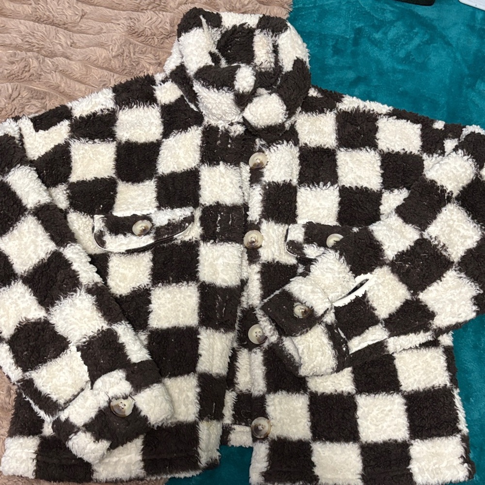 Wonder Nation Kids Fuzzy Checkered Jacket